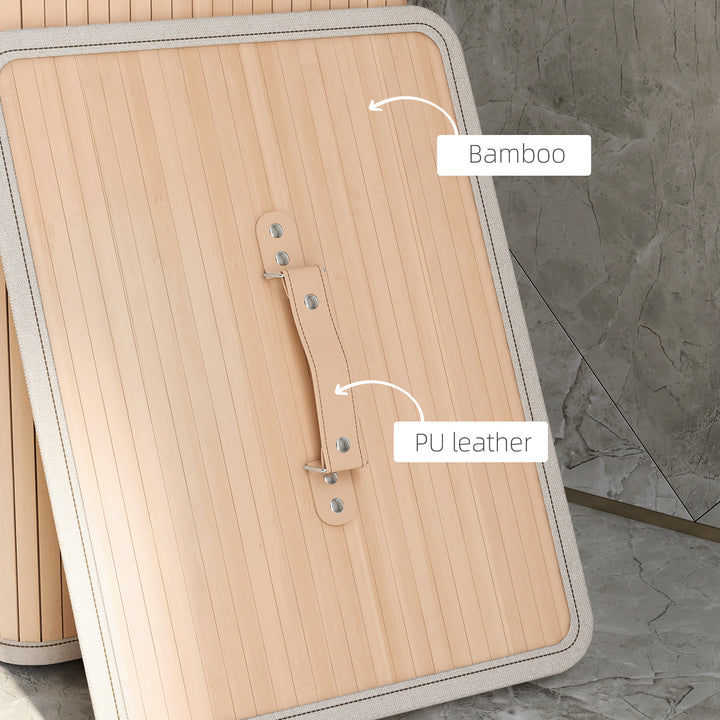 70L Collapsible Bamboo Laundry Hamper Organizer Clothes Washing Basket