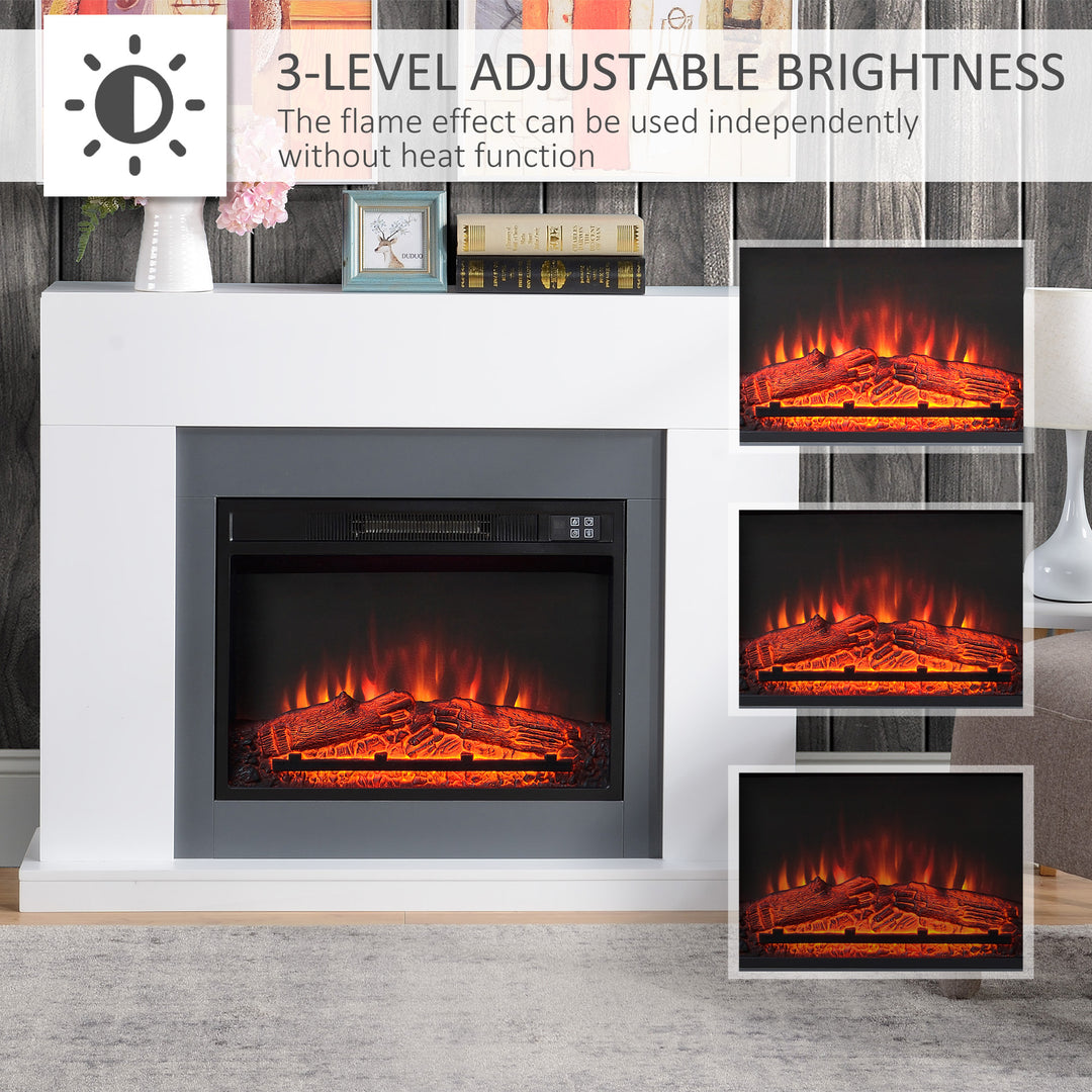 Electric Fireplace Suite with Remote Control, 2000W Freestanding Fireplace Heater with LED Flame Effect, Overheat Protection, 7-Day Programmable Timer, White