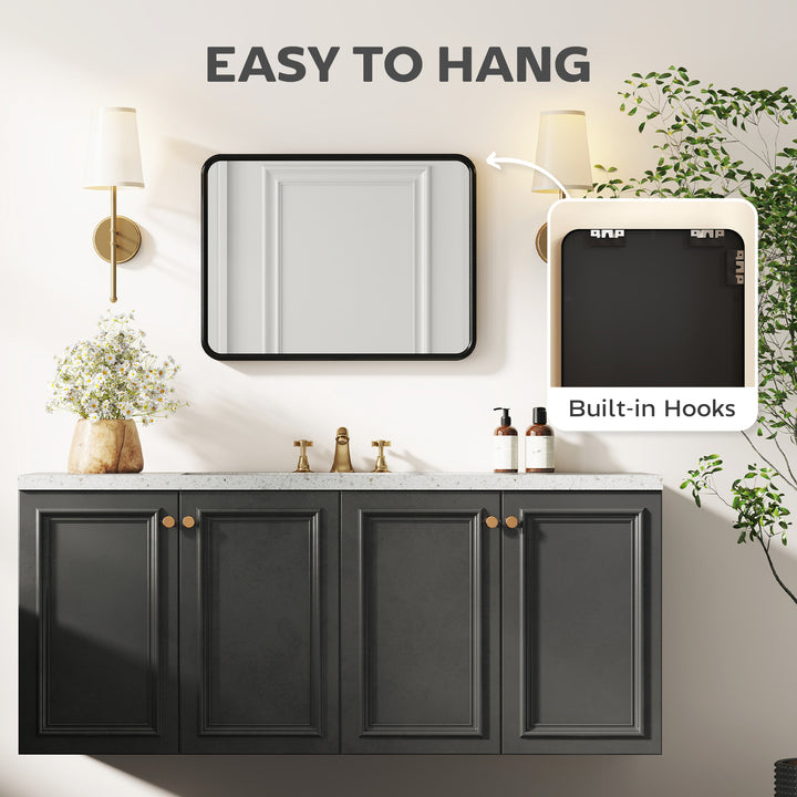 Rectangular Wall Mirror with HD Glass - Black