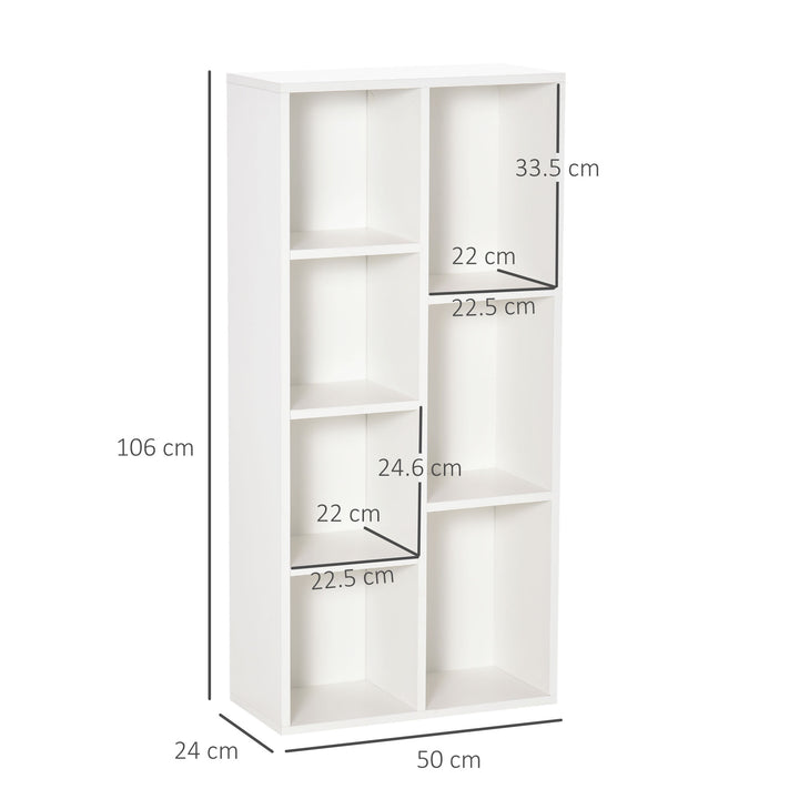 HOMCOM Seven-Cube Bookcase - White Wood Effect