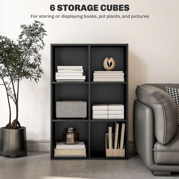 HOMCOM Six-Cube Bookcase - Black Wood Effect