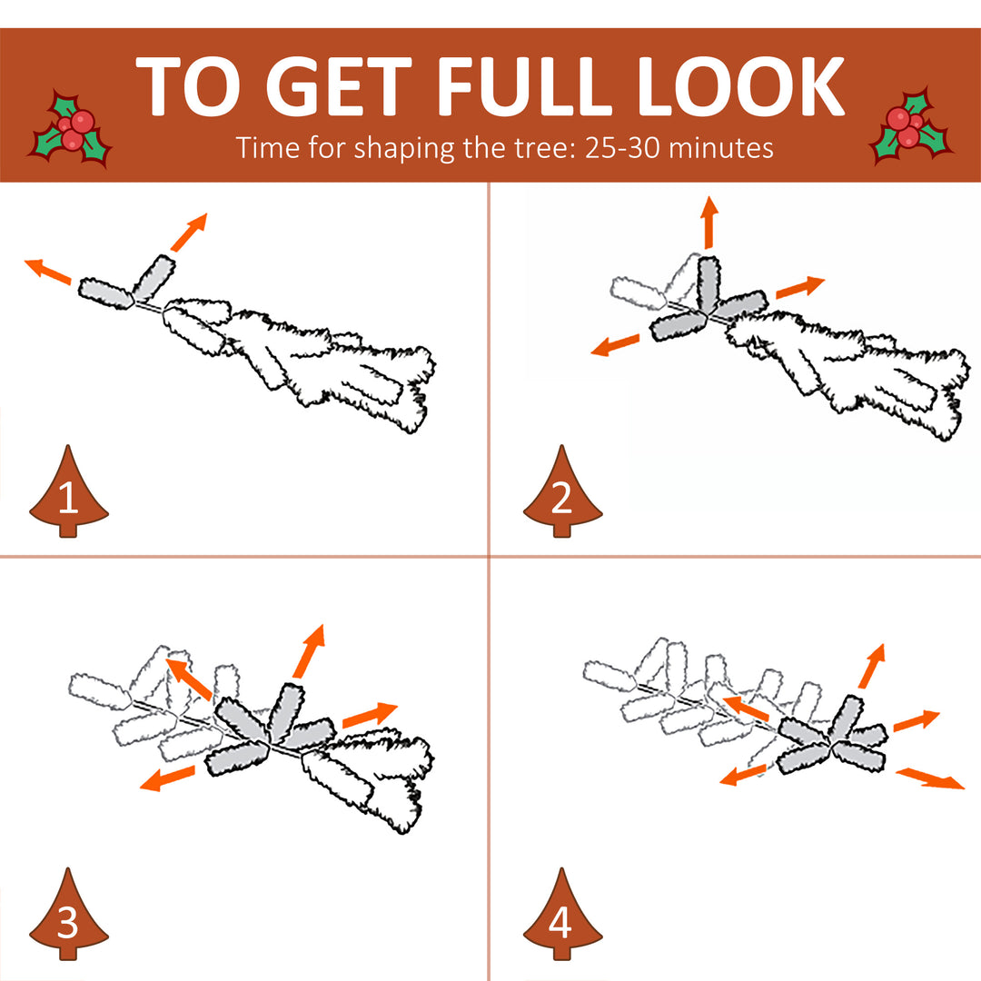 MCL 6FT Artificial Snow Dipped Christmas Tree Xmas Pencil Tree Holiday Home Party Decoration with Foldable Feet Red Berries White Pinecones, Green