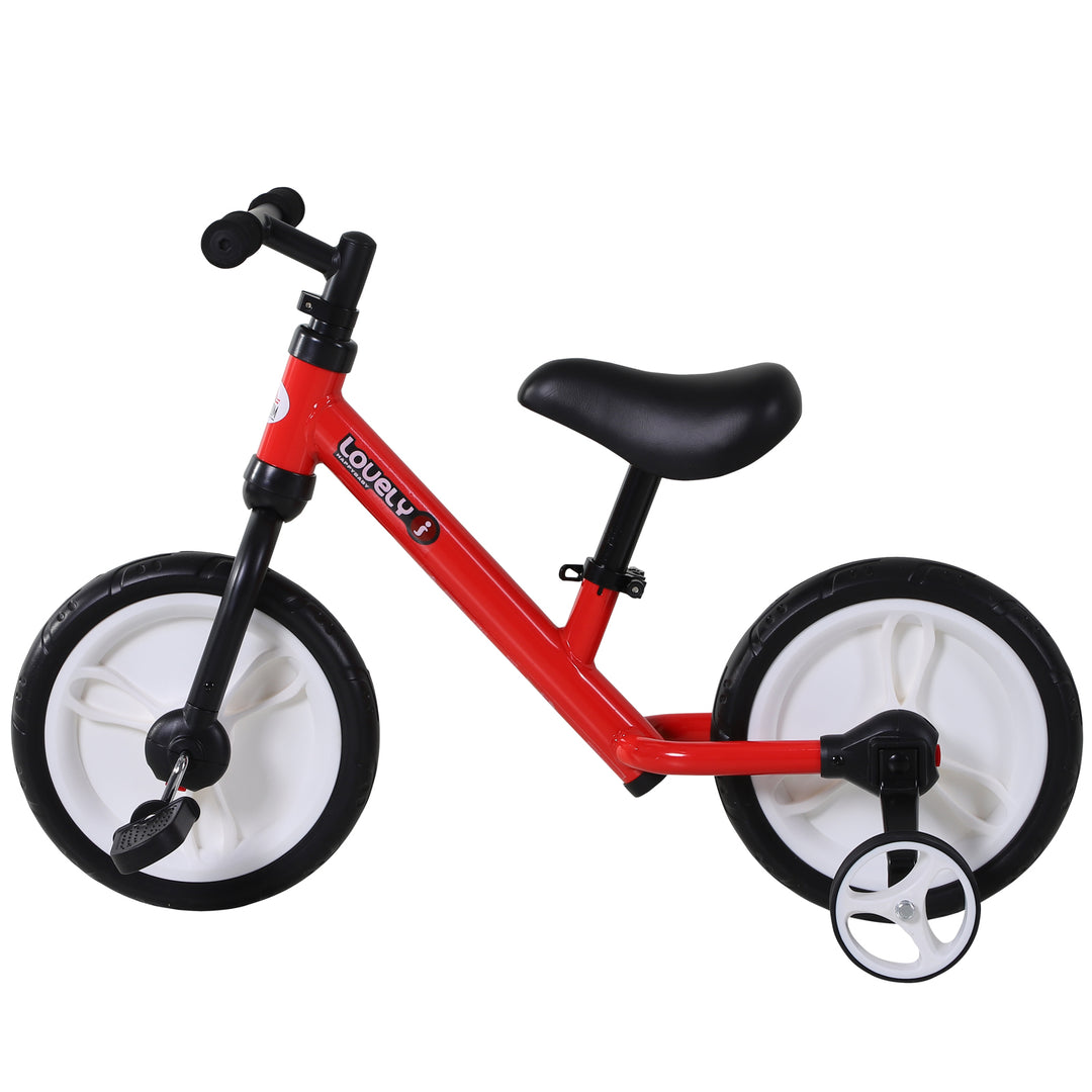 HOMCOM Toddler Balance Bike: Durable PP Frame with Removable Stabilisers, Vibrant Red | Aosom UK