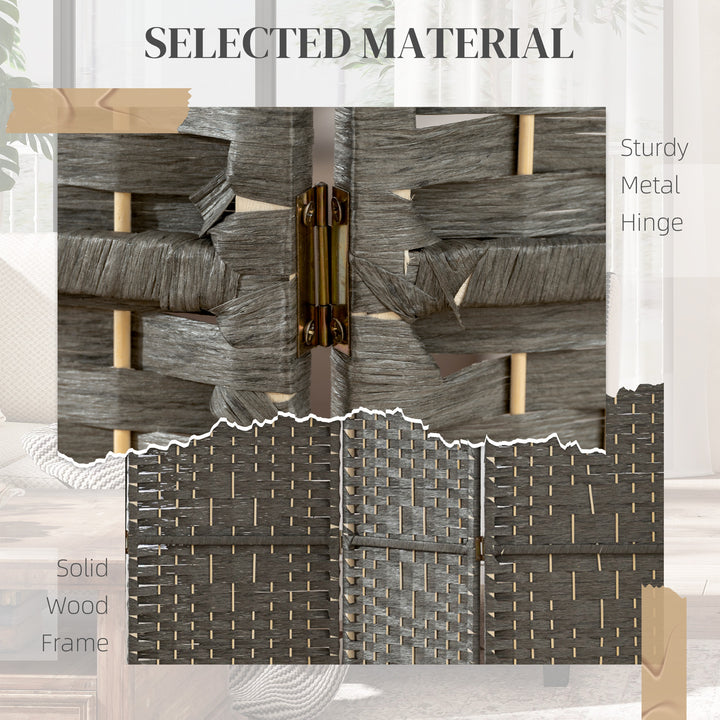 4 Panel Folding Privacy Screen, Room Divider with Pine Wood Frame for 