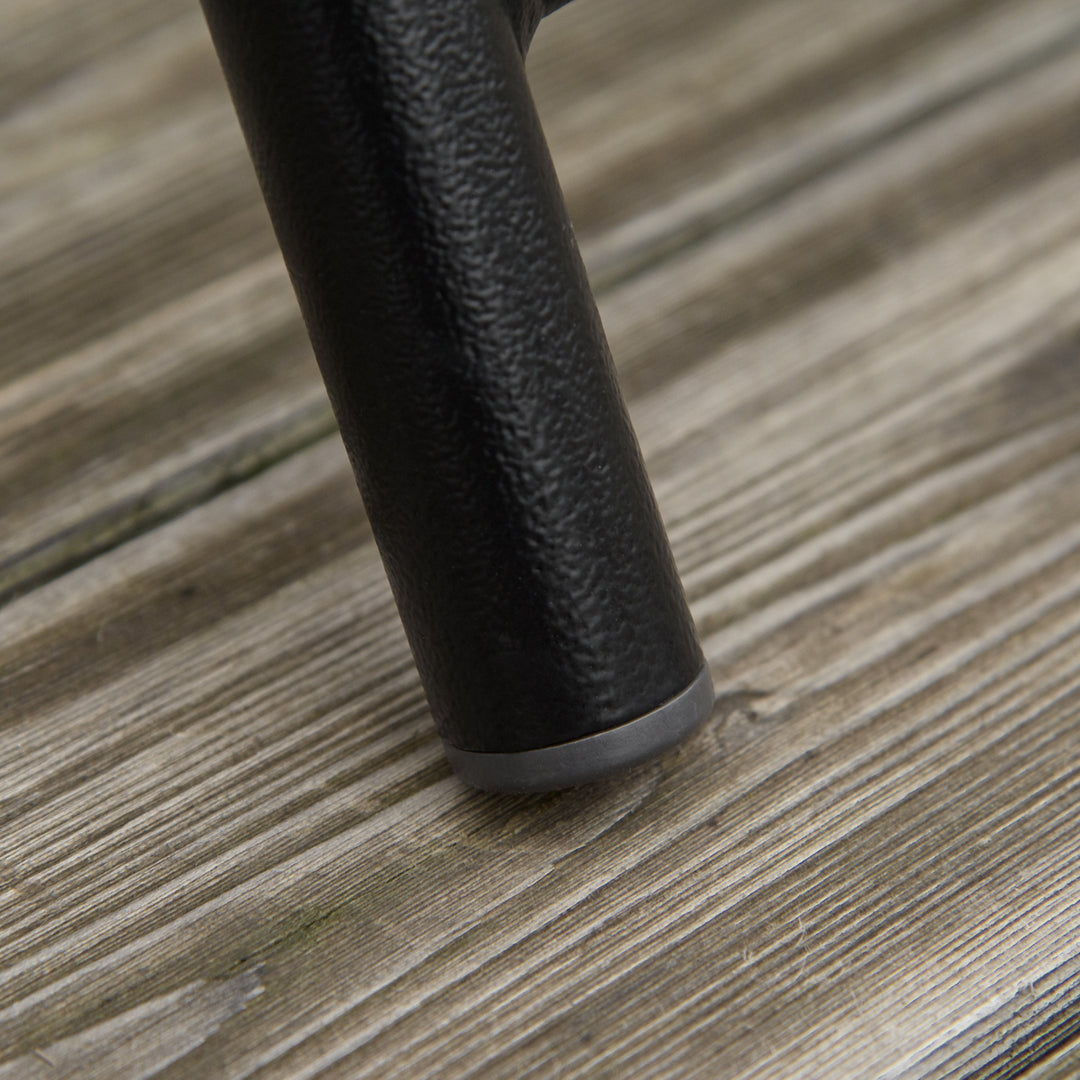 MCL 3 Piece Outdoor Bistro Set, Patio Conversation Furniture Set with 2 Folding Backrest Adjustable Armchairs and Glass Top Coffee Table, Grey