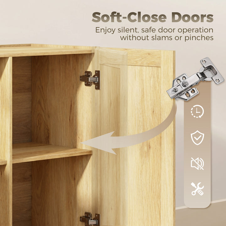 Sideboard Buffet Cabinet, 133 cm Storage Cabinet with 2 Open Shelves, 