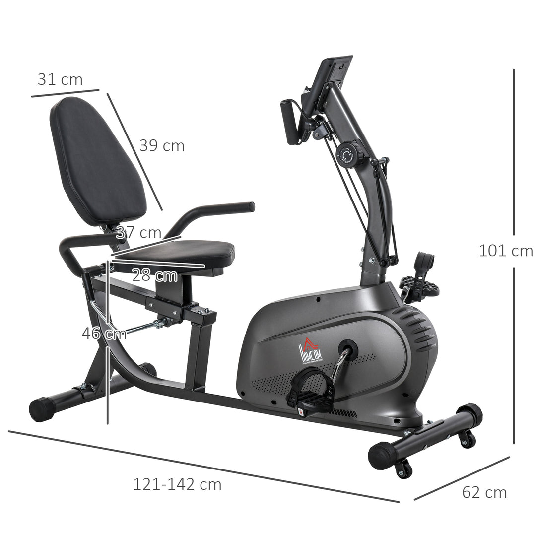 Recumbent Exercise Bike Recovery Exerciser, 8-Level Magnetic Resistance Stationary Bike with Pad Holder, LCD Monitor, for Indoor Cardio Workout, Black