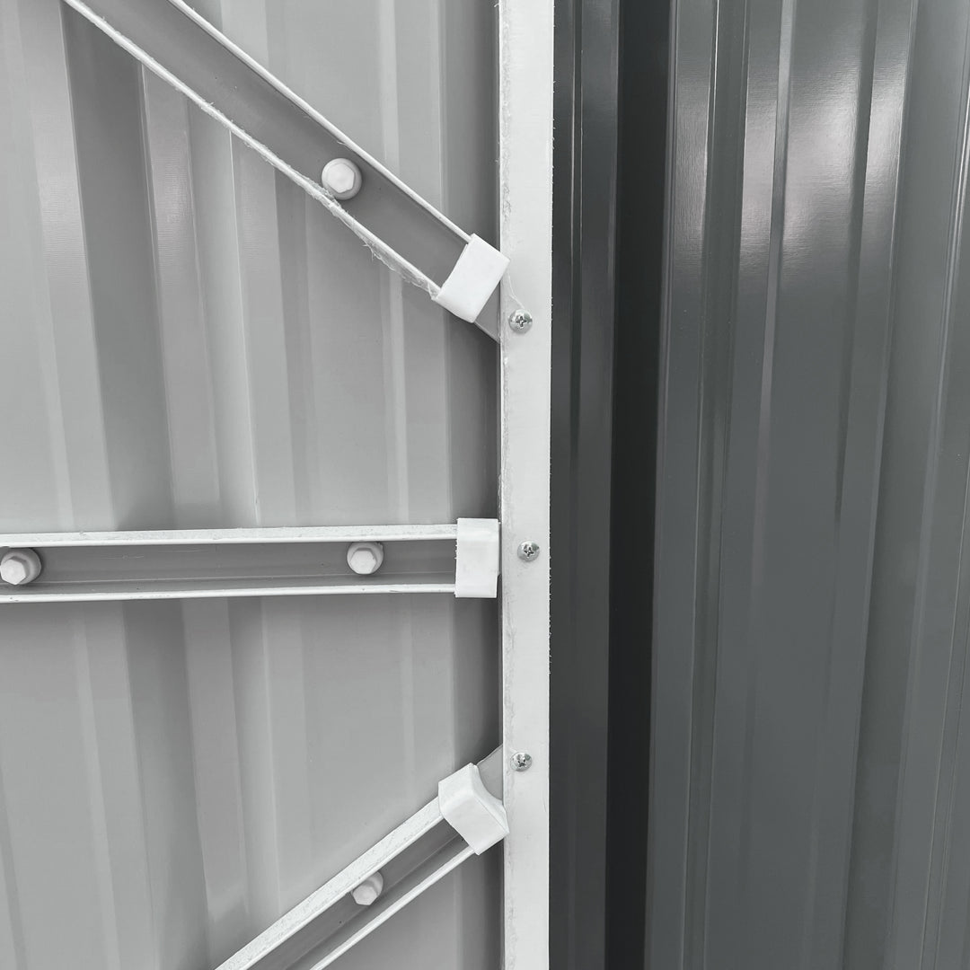 14 x 8ft Outdoor Garden Metal Storage Shed with Lockable Door, Tool Storage Box for Garden, Patio and Lawn, Grey