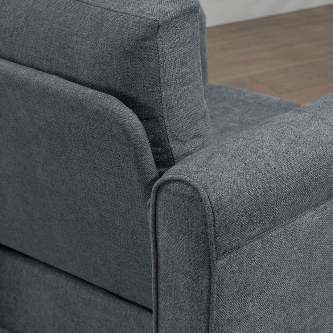 Vintage Accent Chair, Upholstered Occasional Chair with Back Pillow, Rolled Arms, Rubber Wood Legs, Grey