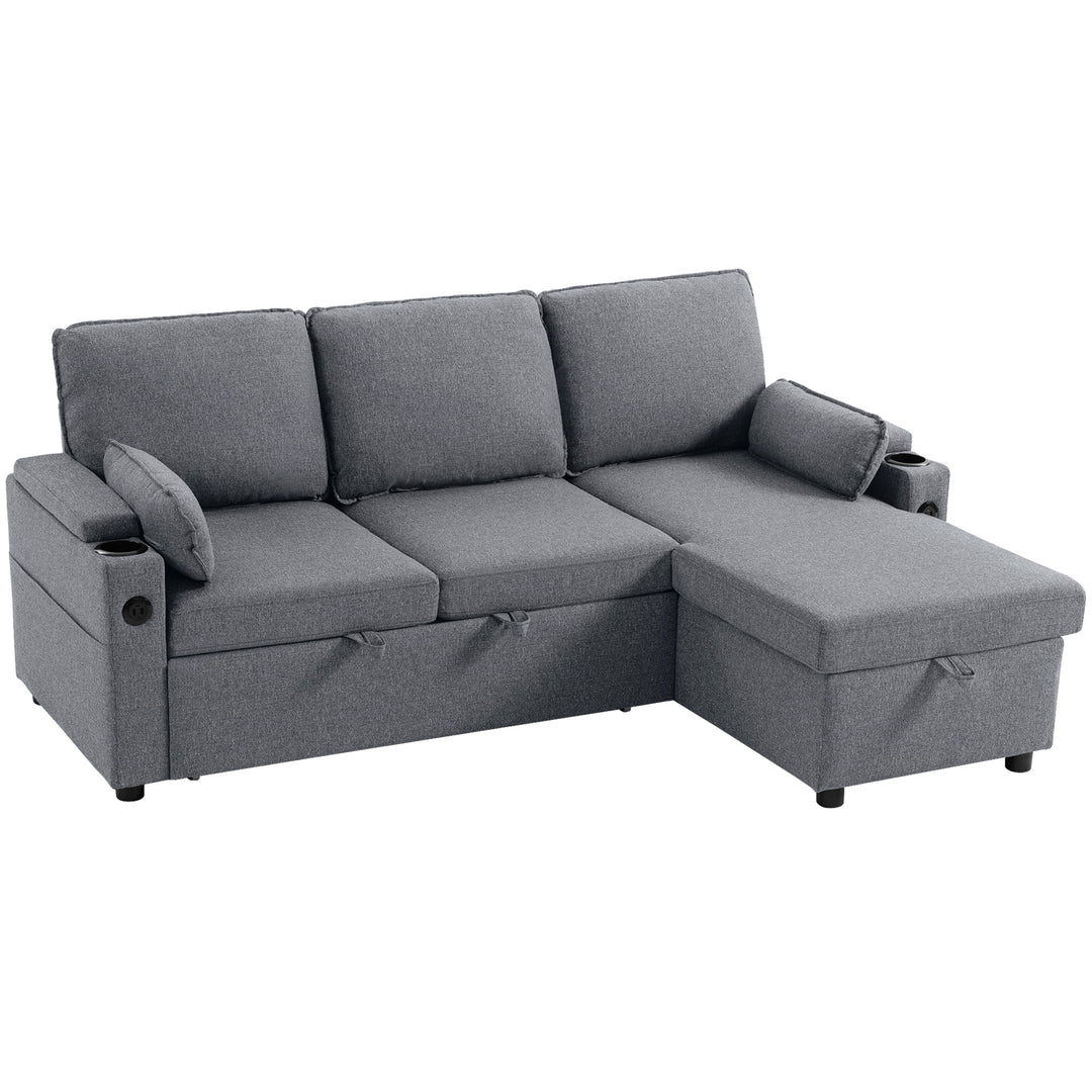 Corner Sofa Bed, L Shaped Sleeper Sectional Sofa with Reversible Stora