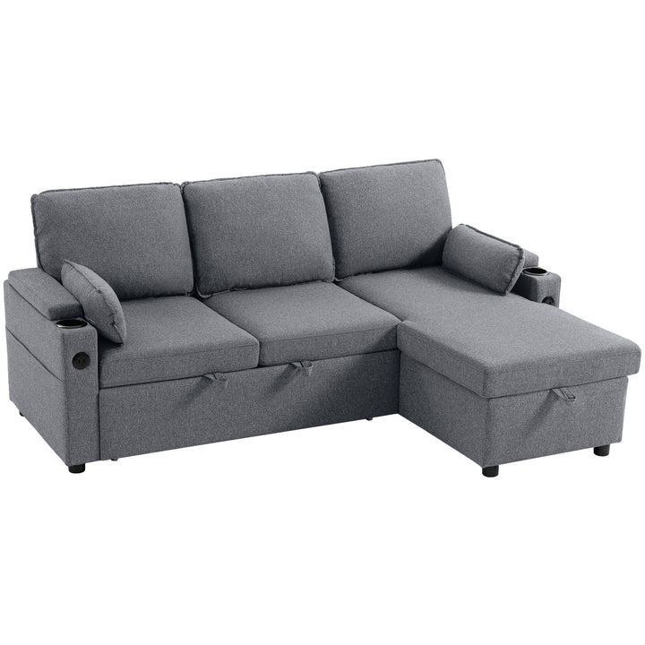 Corner Sofa Bed, L Shaped Sleeper Sectional Sofa with Reversible Stora