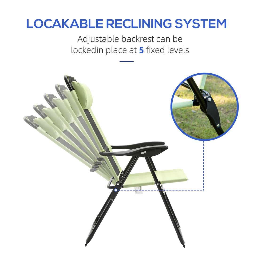 Folding Garden Chairs Set of 2, 5-Position Recliner Camping Chair with