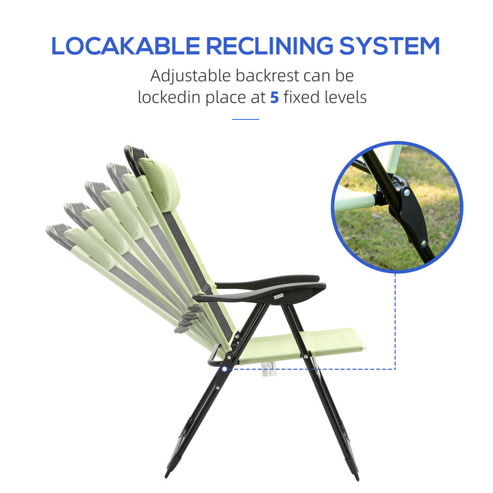Folding Garden Chairs Set of 2, 5-Position Recliner Camping Chair with
