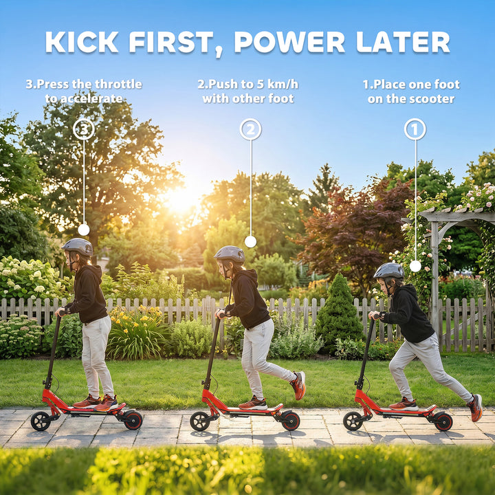 Electric Scooter for Kids, Foldable E Scooter for Age Age 6+ with LED 