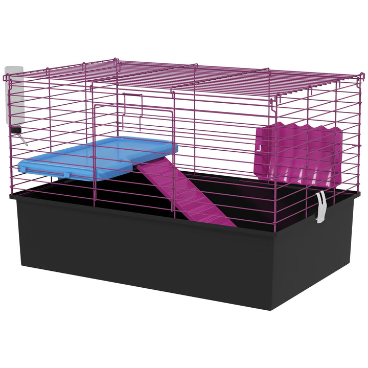 PawHut Chinchillas Small Rabbit Guinea Pig Small Animal Cage Pet Playhouse with Platform Ramp, 71 x 46 x 47 cm | Aosom UK