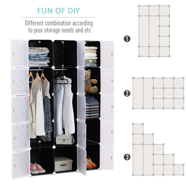 HOMCOM Cube DIY Wardrobe Portable Interlocking Plastic Modular Closet Bedroom Clothes Organiser Storage Cabinet | Aosom UK