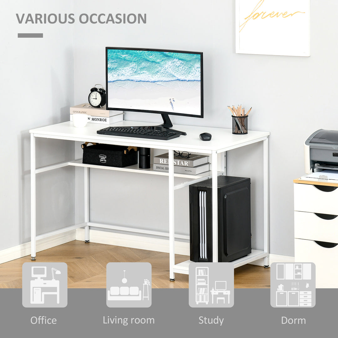 HOMCOM Compact Computer Desk, Small Writing Study Table, Home Office PC Workstation with Storage Shelf, White