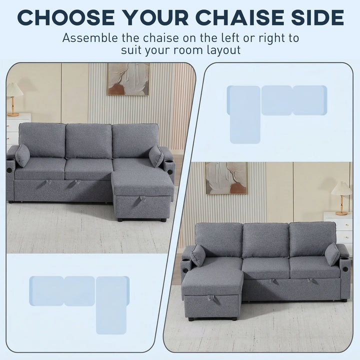 Corner Sofa Bed, L Shaped Sleeper Sectional Sofa with Reversible Stora