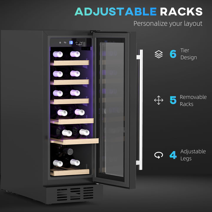 19 Bottle 5-18℃ Wooden Rack Wine Fridge - Black