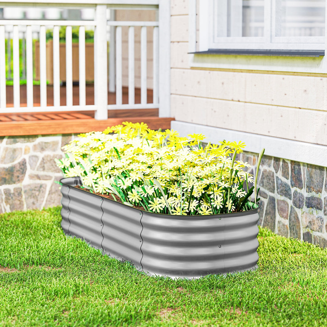 Galvanised Raised Garden Bed, Metal Planter Box with Safety Edging, fo