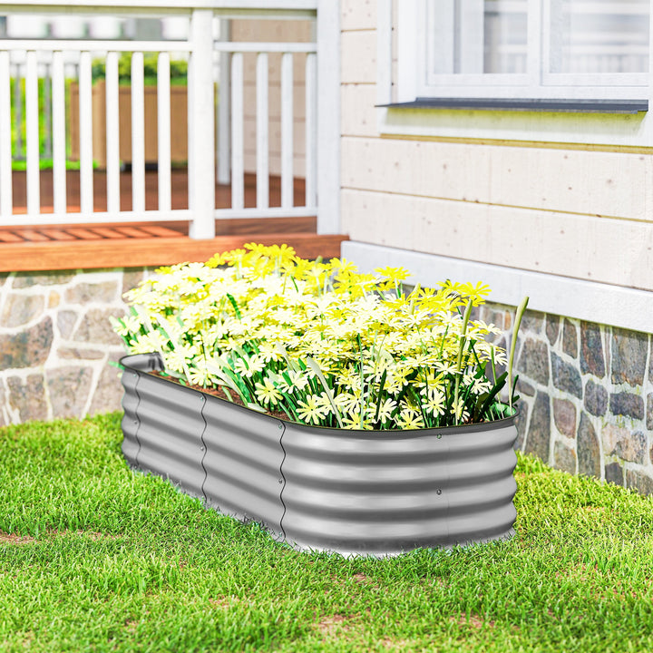 Galvanised Raised Garden Bed, Metal Planter Box with Safety Edging, fo