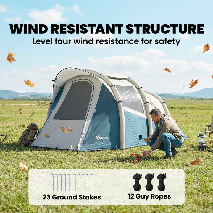 Inflatable Camping Tent w/ Air Pump, Easy Setup 2-3 Person Blow Up Ten