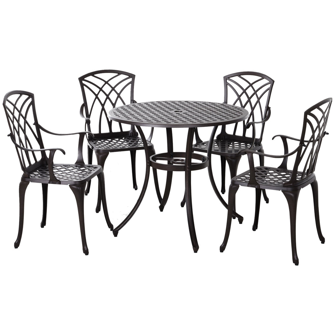 5 Pieces Garden Dining Set for 4, Garden Furniture Set, Brown