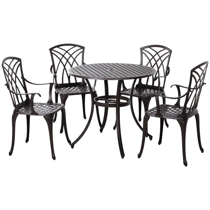 5 Pieces Garden Dining Set for 4, Garden Furniture Set, Brown