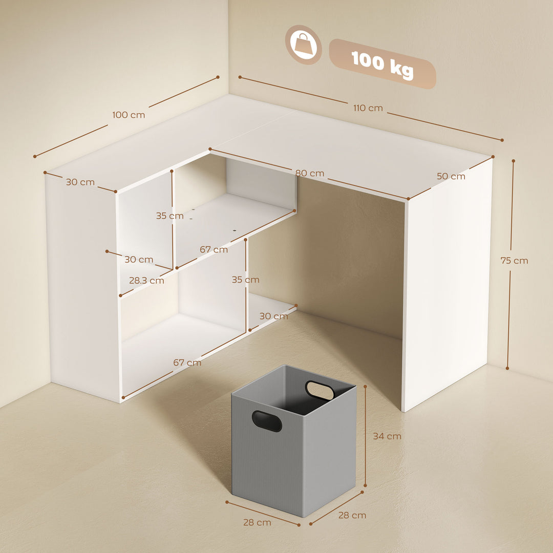 L Shaped Computer Desk, 110 x 100cm Reversible Corner Desk with Fabric