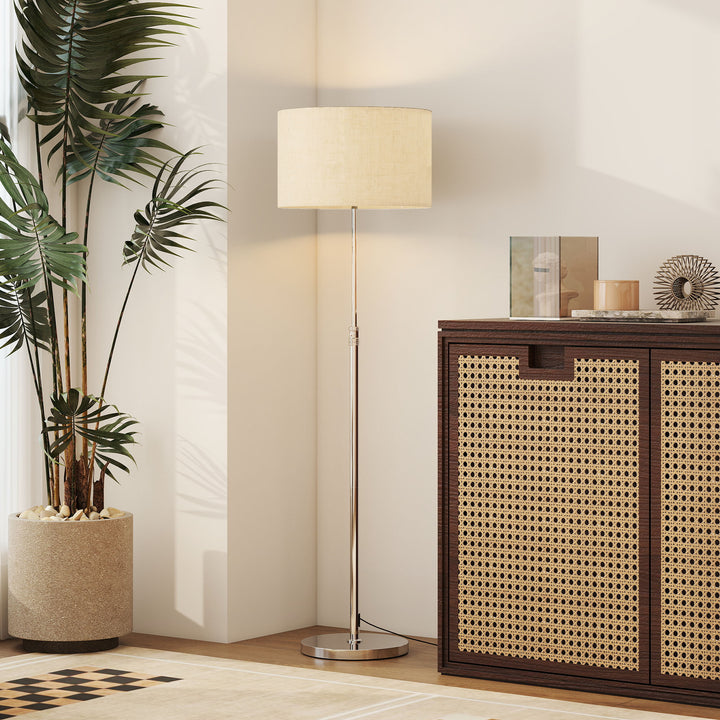 Floor Lamp with Remote, Height Adjustable Standing Lamp with Linen Sha