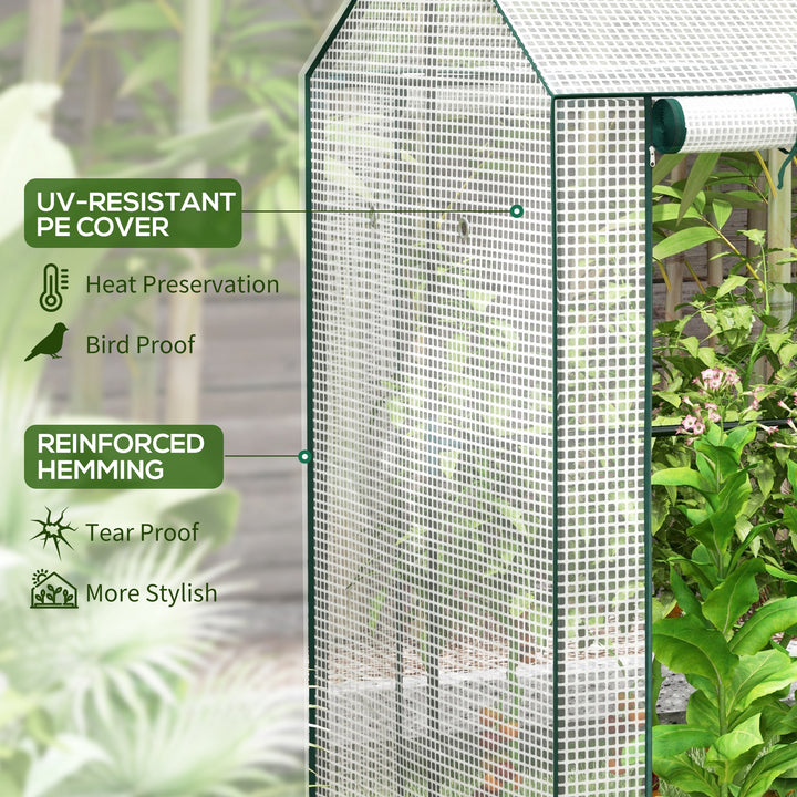 Green House, Mini Greenhouse with 2 Roll-up Doors, Vent Holes and Rein