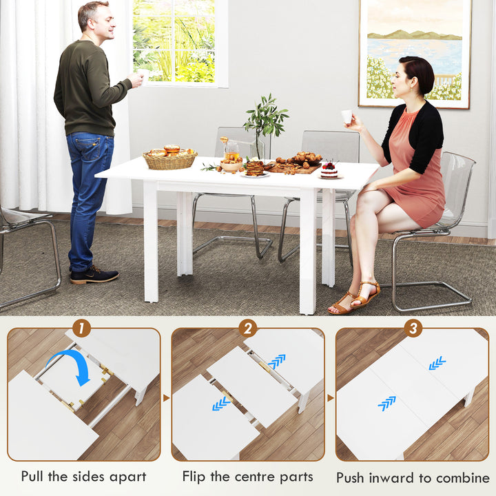 Extending Six-Person High Gloss Dining Table - White