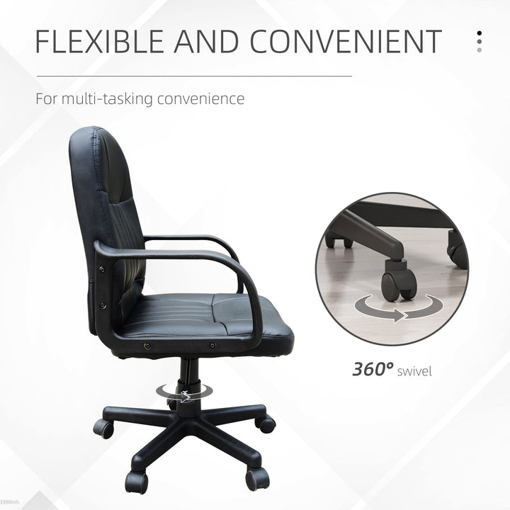 MCL Swivel Executive Office Chair, PU Leather Computer Desk Chair with Adjustable Height, Wheels, Black