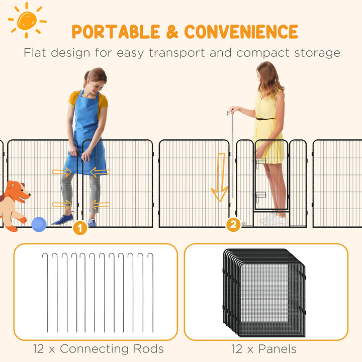 12 Panels Heavy Duty Puppy Playpen, for Small Dogs, Indoor and Outdoor Use - Silver