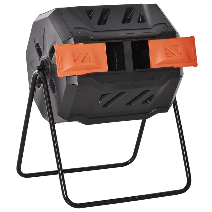 160L 360° Rotating Dual Chamber Composter - Orange