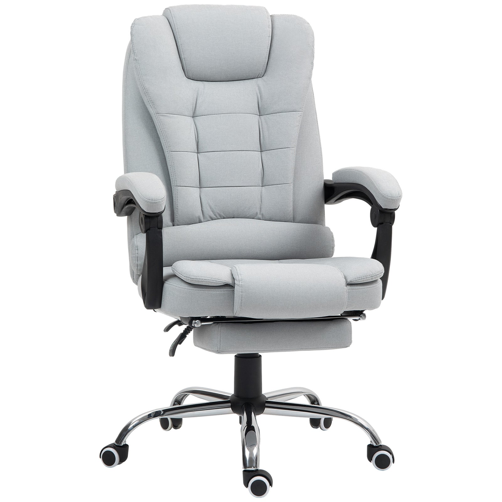 Linen-Look Adjustable Office Chair - Light Grey