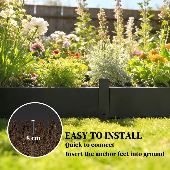 5pcs Garden Fence, Metal Picket Fence Panels, 102x20cm, Black