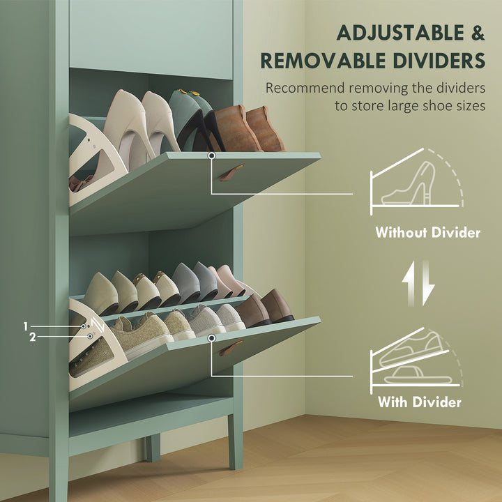 Modern Three-Drawer Shoe Cabinet - Green - view 5