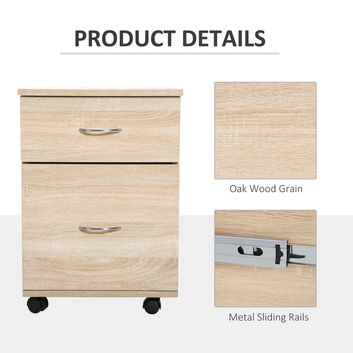 MCL Two Drawer Filing Cabinet with Wheels- Oak