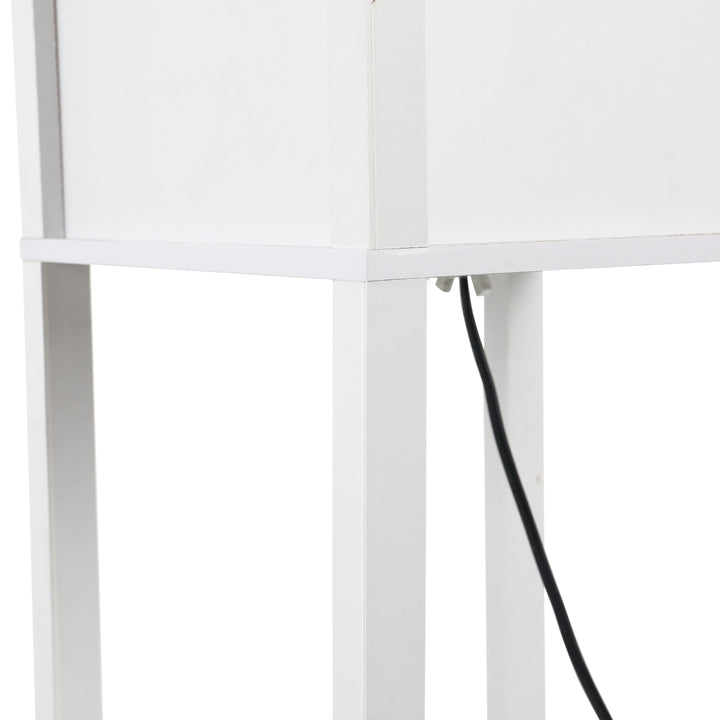 3-Tier Floor Lamp, Floor Light with Storage Shelf, Reading Standing Lamp with Acrylic Shade for Living Room, Bedroom, Kitchen, Dining Room, Office, Dorm, 160cm, White