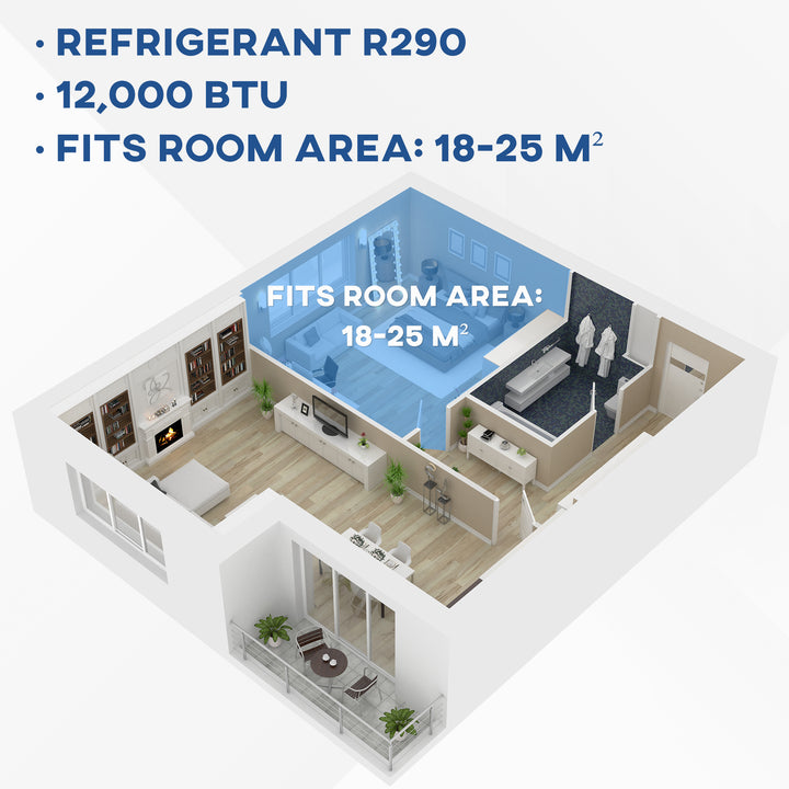 HOMCOM 12,000 BTU Portable Air Conditioner Dehumidifier Cooling Fan for Room up to 25m², w/ Remote, LED Display, Window Mount Kit, White | Aosom UK