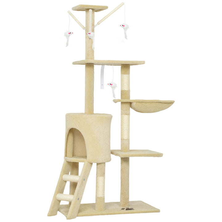 Multi-Level Cat Tower, 134cm Cat Tree with Condo and Sisal Scratching 