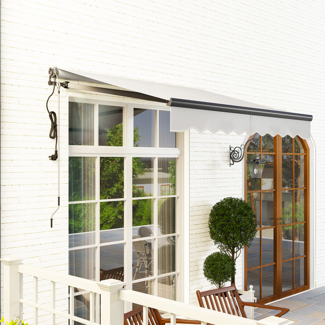 2.5 x 2m Electric Awning with Remote Controller, Aluminium Frame DIY Retractable Awning, UV30+ Sun Shade Canopy for Garden Patio Deck Door Window, Light Grey