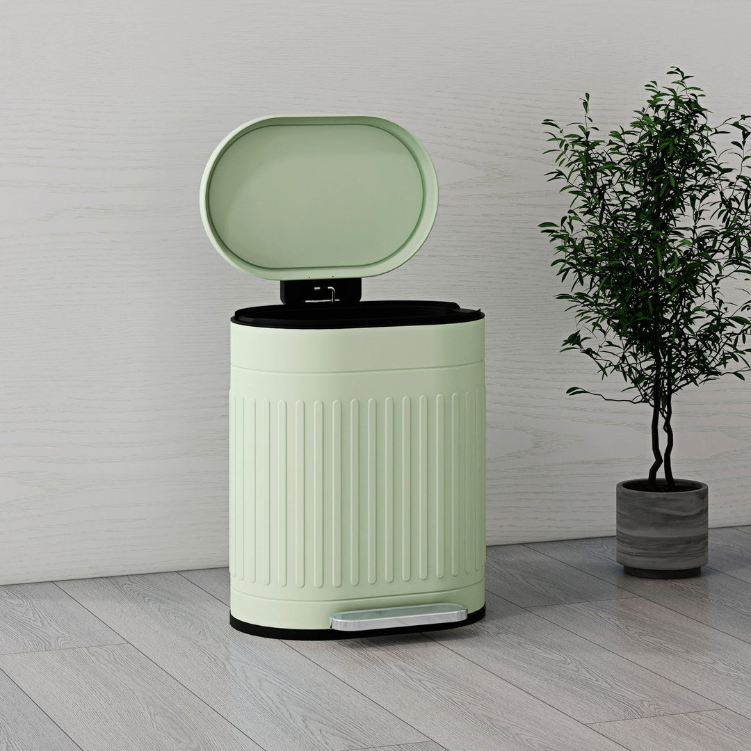 20L Metal Kitchen Bin, with Soft-Close Lid - Light Green