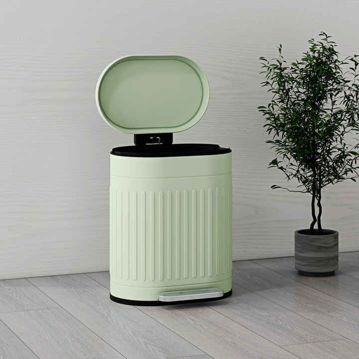 20L Metal Kitchen Bin, with Soft-Close Lid - Light Green