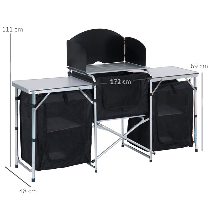 Multi-Storage Portable Camping Kitchen, with Heat-Resistant Tabletops and Bag