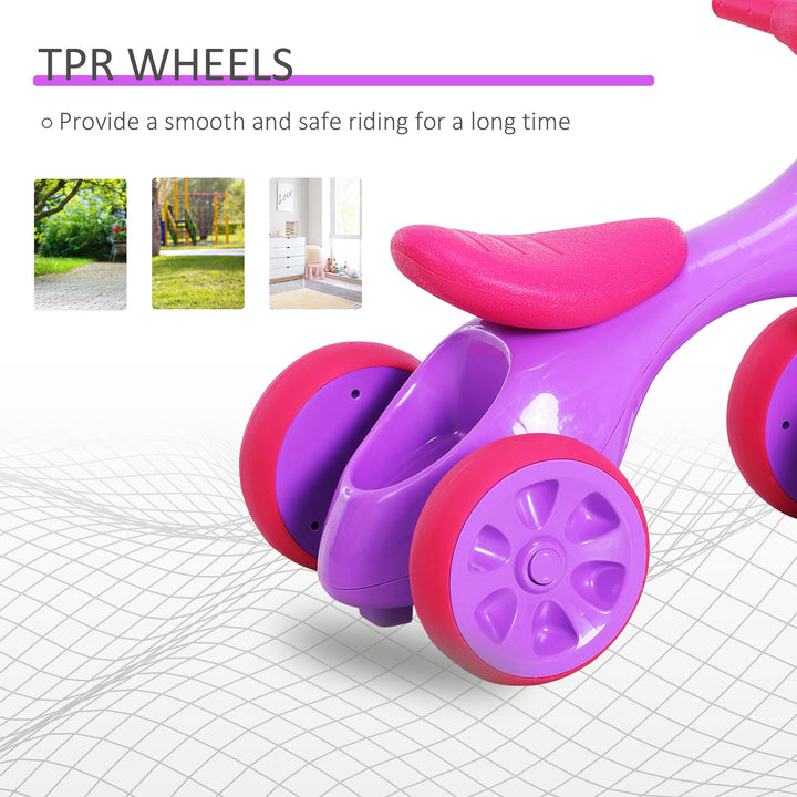 MCL Baby Balance Bike Toddler Training Walker Smooth Rubber Wheels Ride on Toy Storage Bin Gift for Boys Girls Violet Fuchsia