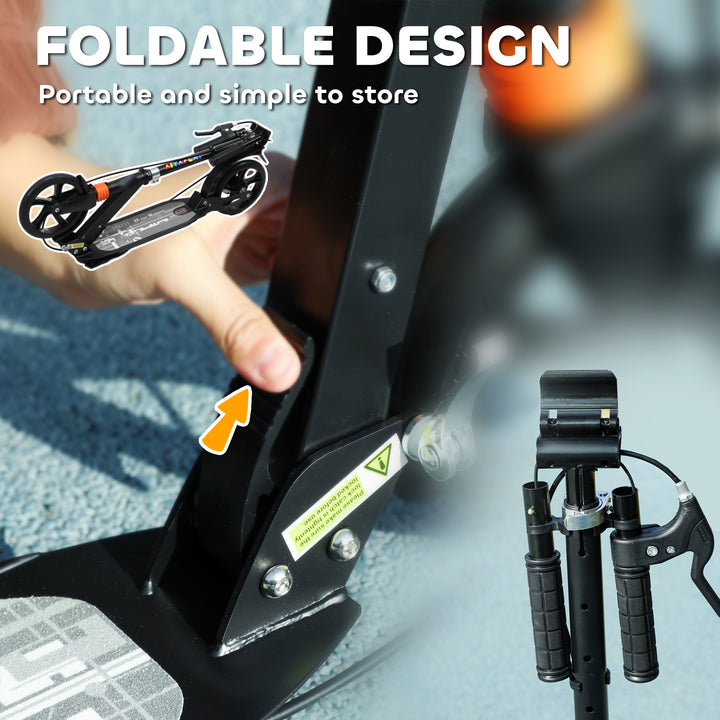 AIYAPLAY Kids Scooter with Four-Level Adjustable Handlebar, Dual Brake System, 200mm Wheels, ABEC-7 Bearings, Black