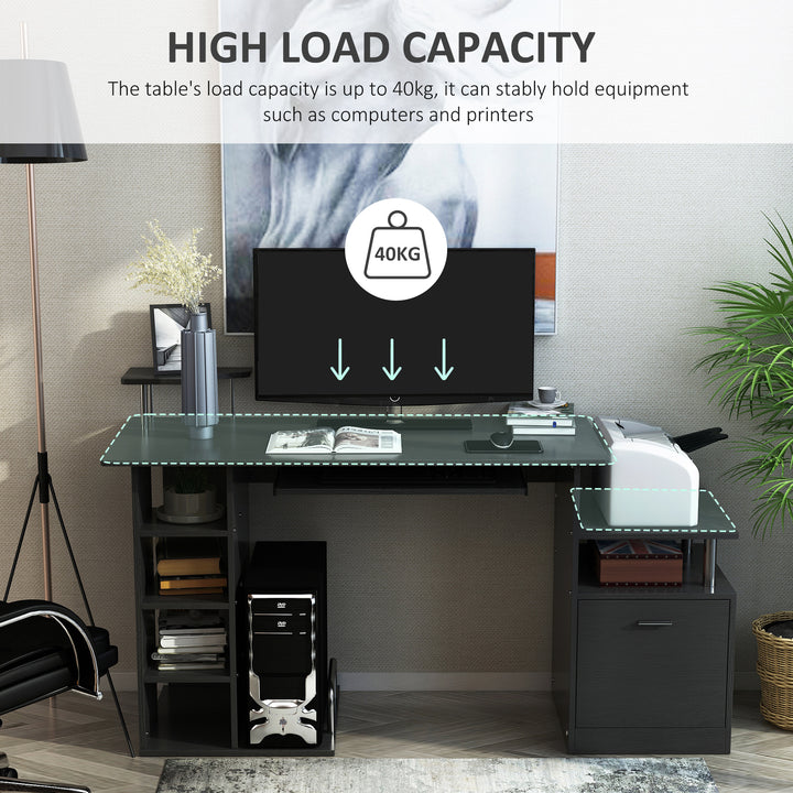 Computer Desk PC Workstation with Drawer Shelves CPU Storage Rack Home Office Furniture 152 x 60 x 88cm (BLACK)