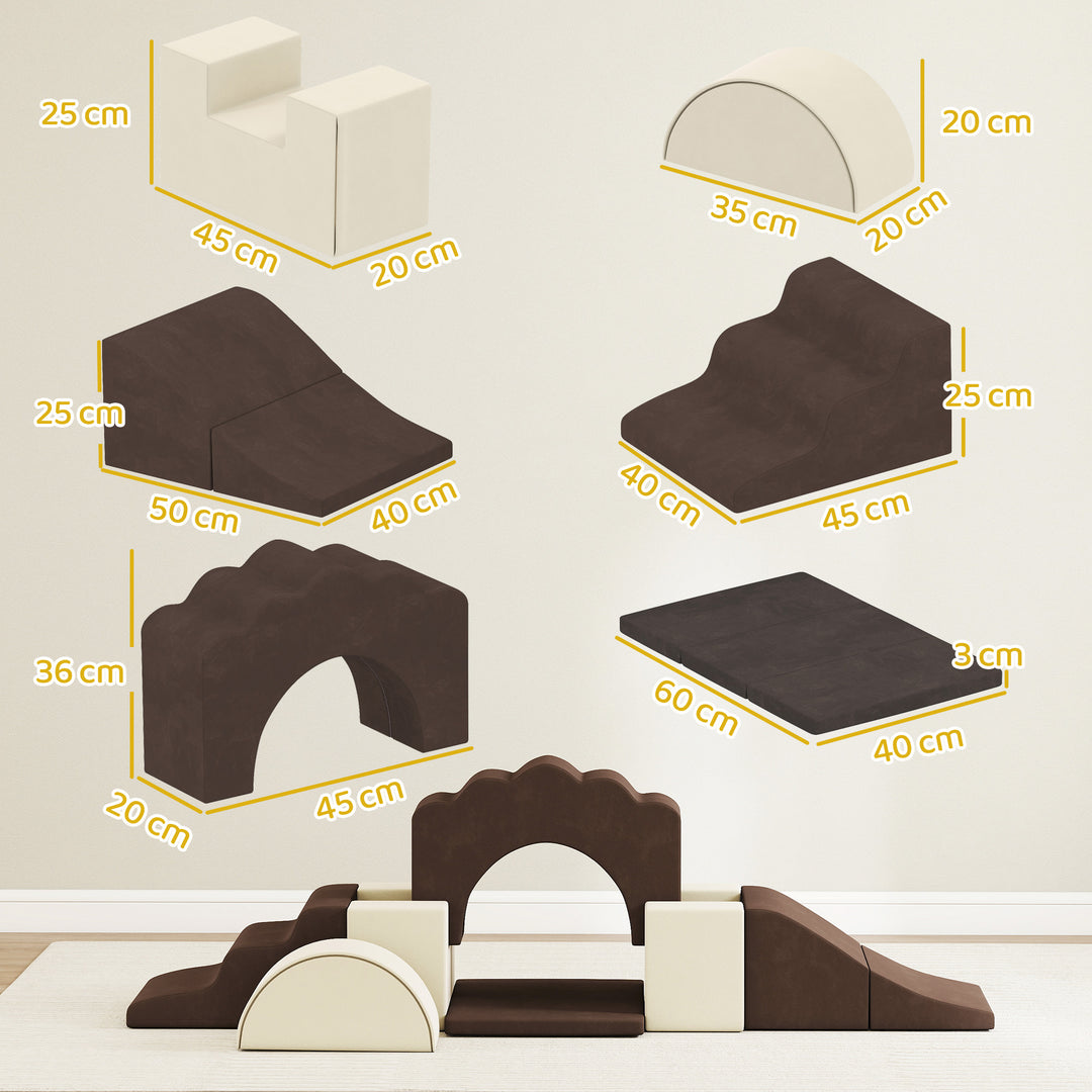 7 Piece Kids Soft Play Set with Detachable Cover, Baby Indoor Climb an